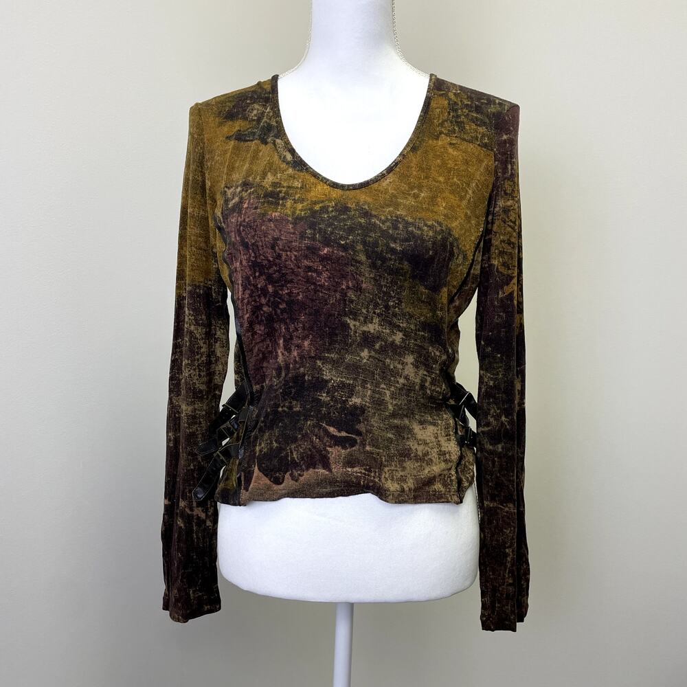 Roberta Scarpa  Abstract Drama Stretch Top Side Faux Leather Straps